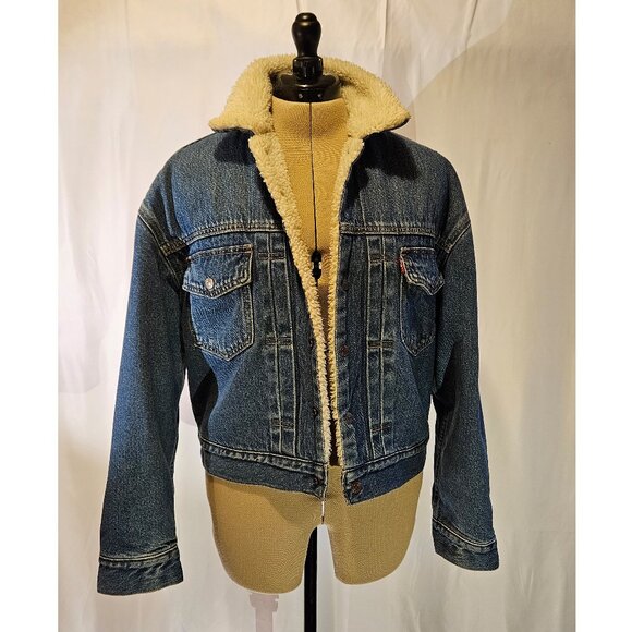 Levis Cottonized Hemp Heritage Sherpa Trucker Jacket, Hot Head Medium Wash, SM. - Picture 1 of 13